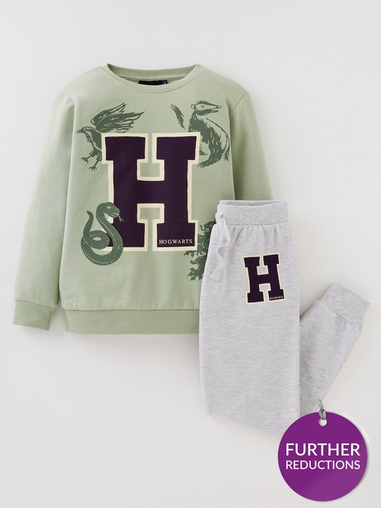 front image of harry-potter-boys-harry-potter-sweat-and-jogger-set-greengrey