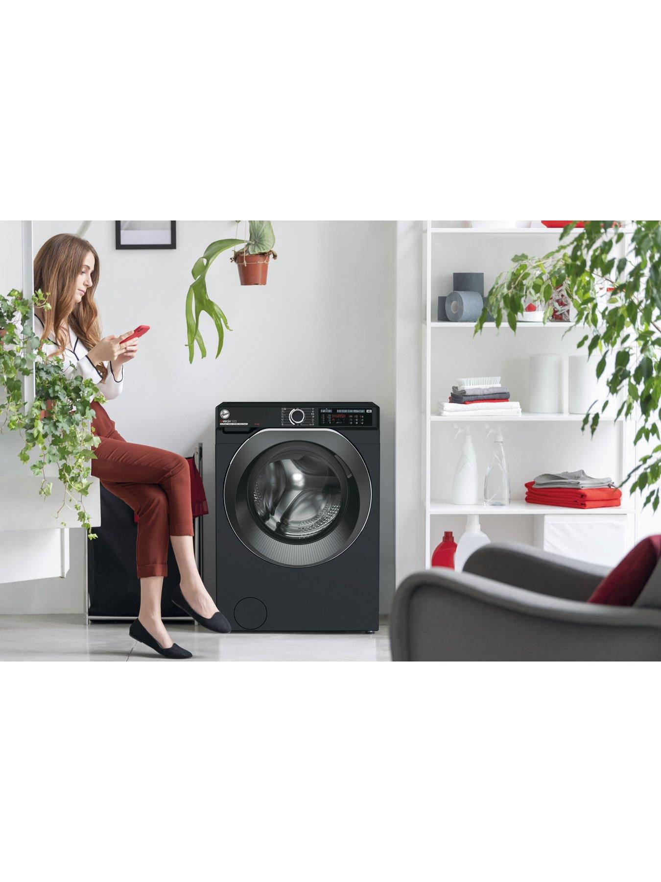  image of hoover-h-wash-500-hw-49ambcb-9kg-load-1400-spin-washing-machine-with-wifi-connectivitynbspa-rated-black