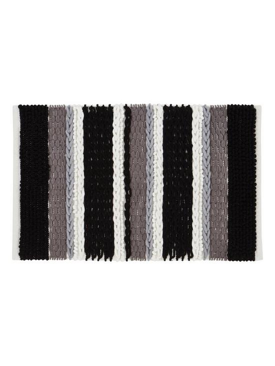 stillFront image of catherine-lansfield-textured-stripe-mono-bath-mat-ndash-50-x-80-cm