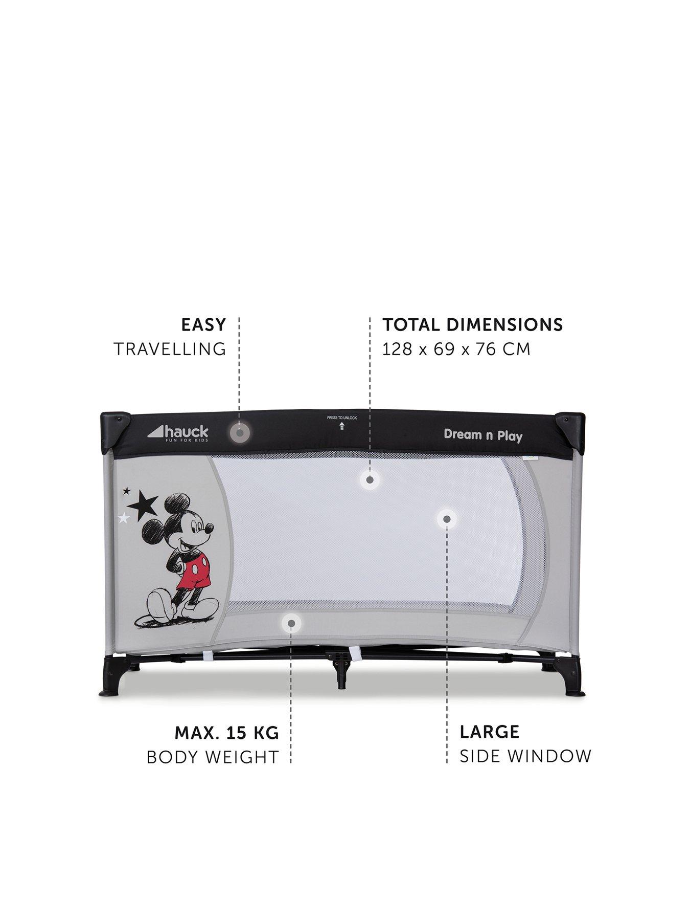 Hauck travel 2025 cot dimensions