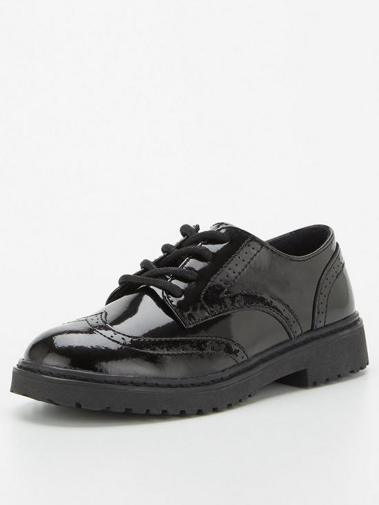 stillFront image of v-by-very-girlsnbsplace-up-patent-leather-school-shoe-black