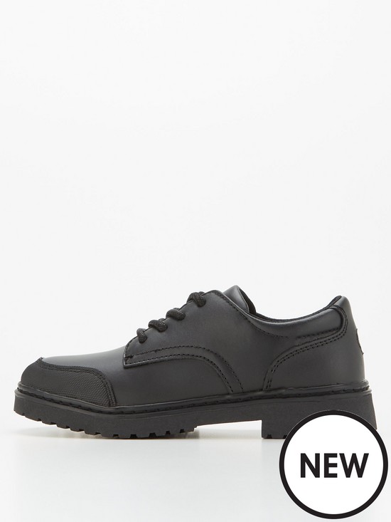 front image of everyday-boys-lace-up-leather-school-shoe-black
