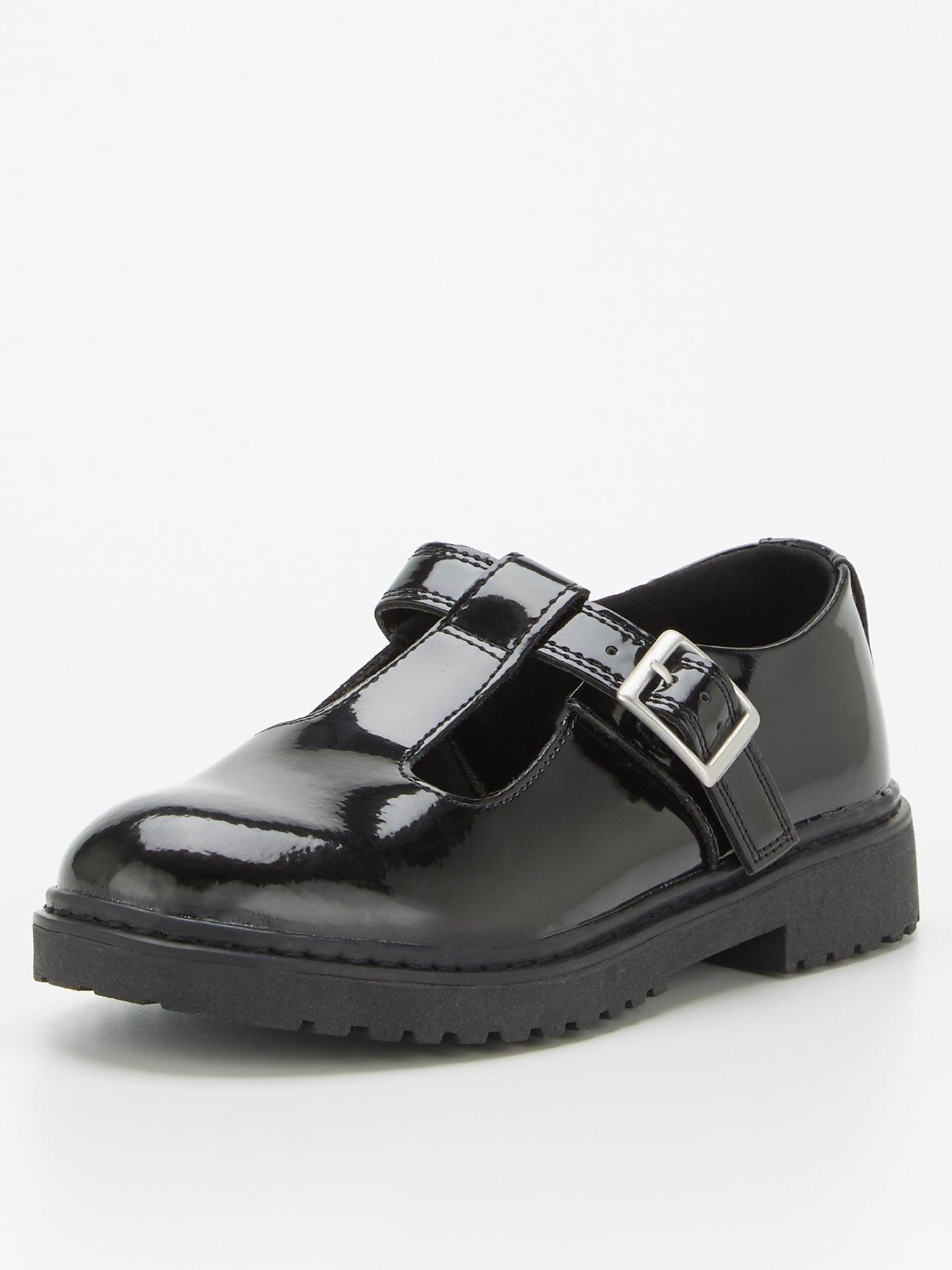 V by Very Girls Patent Leather T-bar School Shoe - Black | littlewoods.com