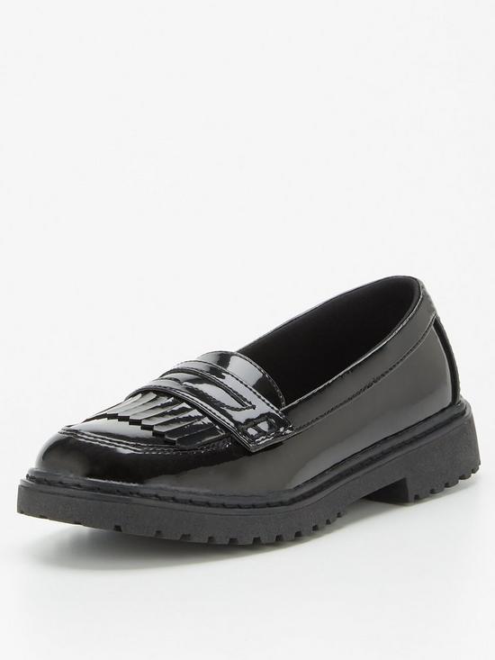 stillFront image of v-by-very-girls-loafer-leather-school-shoe-black