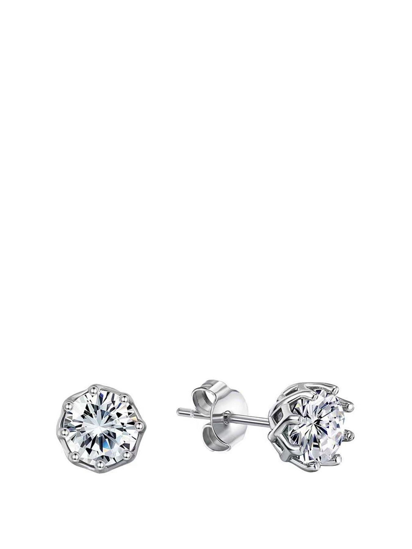 Image 1 of 5 of The Love Collection Sterling Silver Cubic Zirconia Vintage Look Stud Earrings