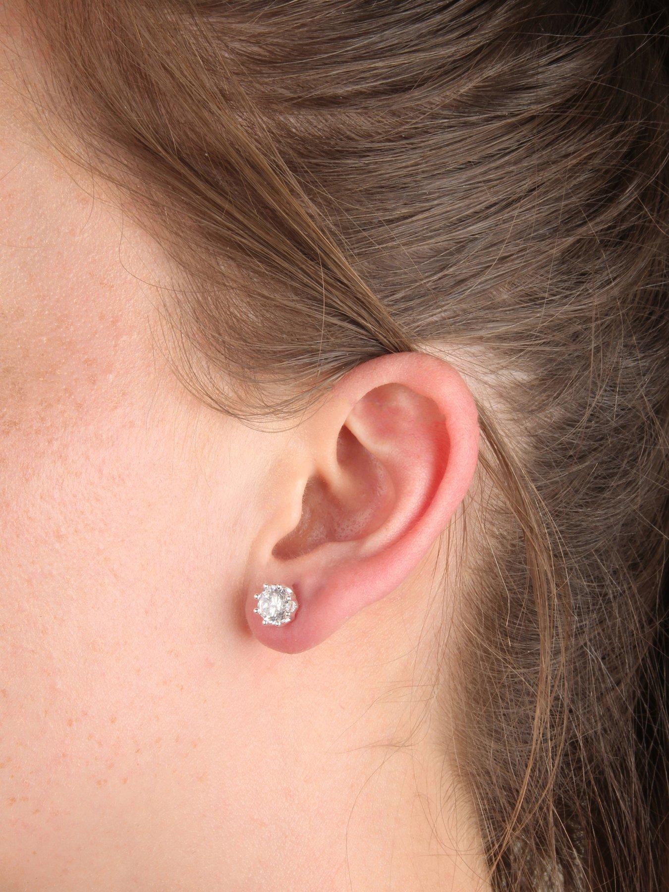 Image 2 of 5 of The Love Collection Sterling Silver Cubic Zirconia Vintage Look Stud Earrings