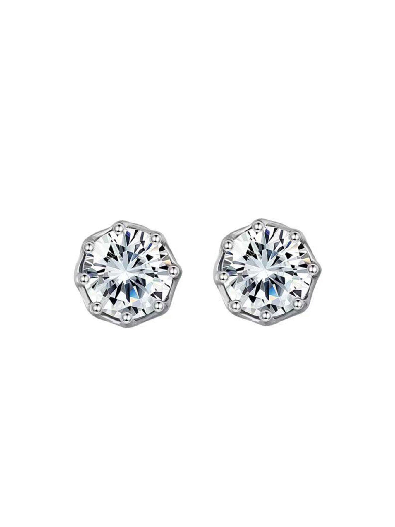 Image 3 of 5 of The Love Collection Sterling Silver Cubic Zirconia Vintage Look Stud Earrings