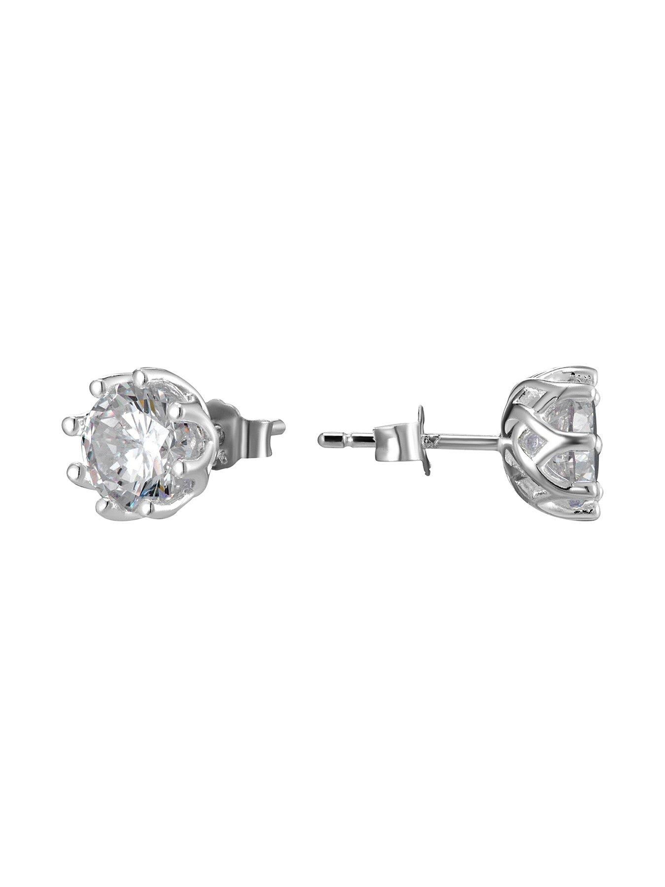 Image 4 of 5 of The Love Collection Sterling Silver Cubic Zirconia Vintage Look Stud Earrings