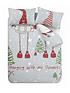  image of catherine-lansfield-hanging-with-my-gnomies-christmas-duvet-cover-set-red
