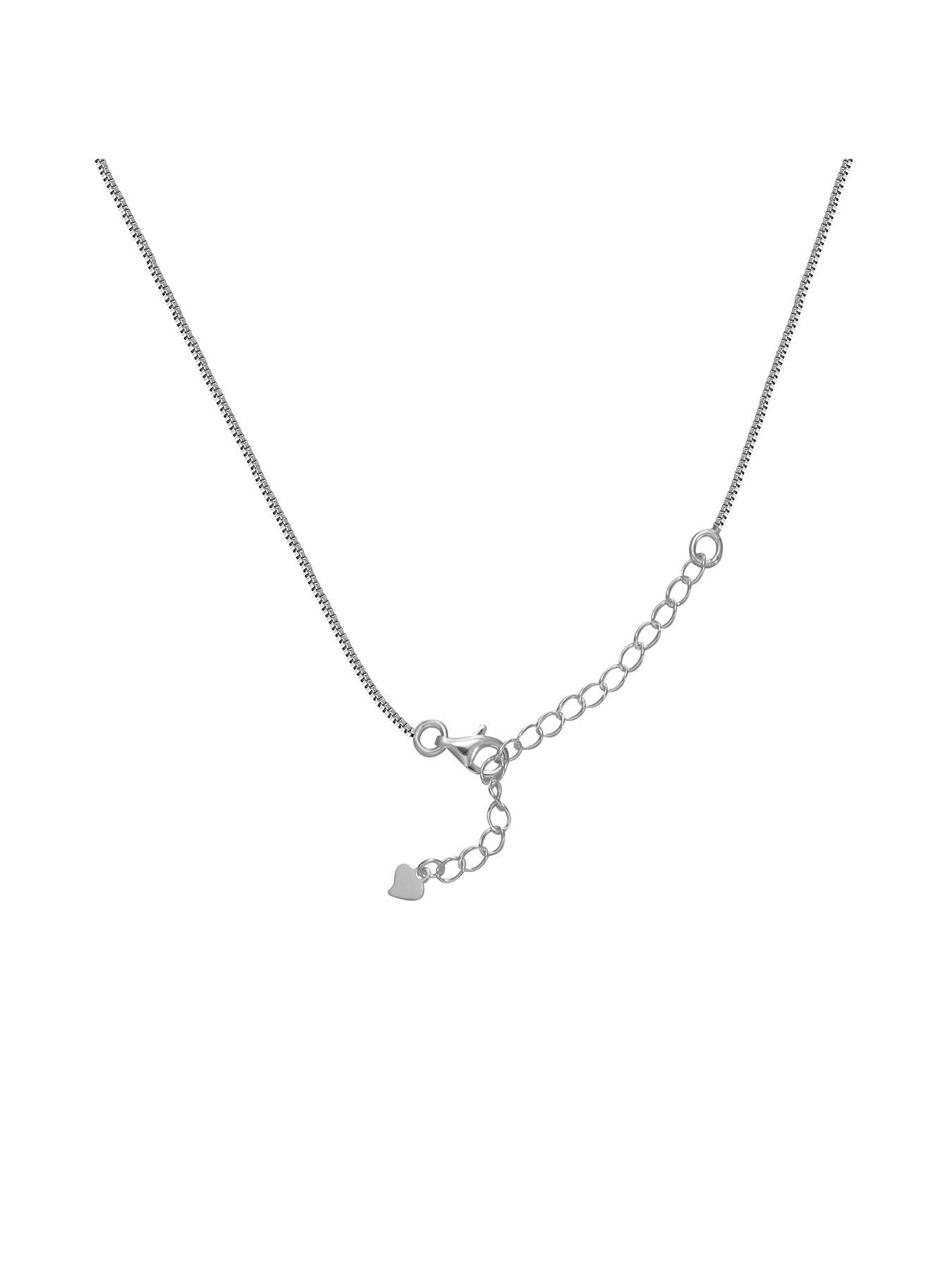  image of the-love-collection-sterling-silver-heart-necklace-with-cubic-zirconia-stone-detail