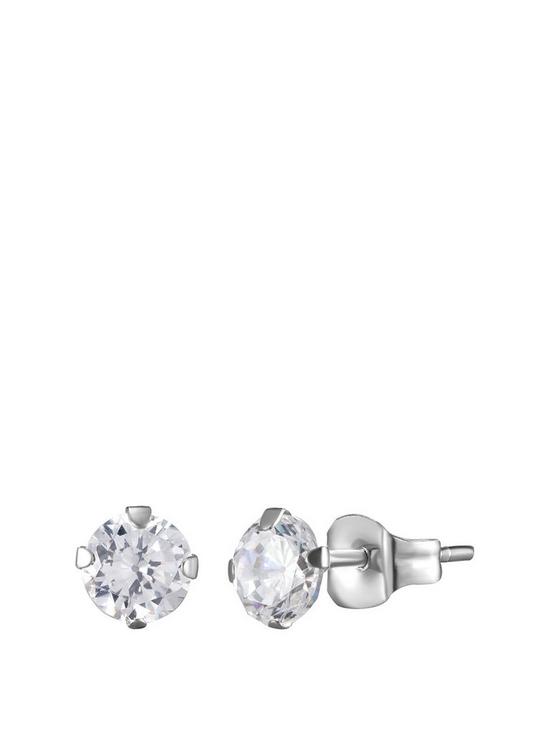 front image of love-gold-9ct-white-gold-4mm-cubic-zirconia-solitaire-stud-earrings