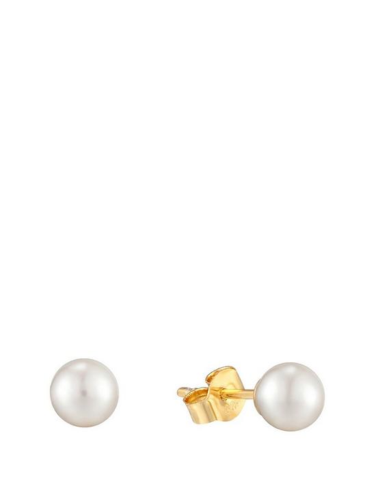 front image of love-gold-9ct-gold-7mm-freshwater-pearl-stud-earrings