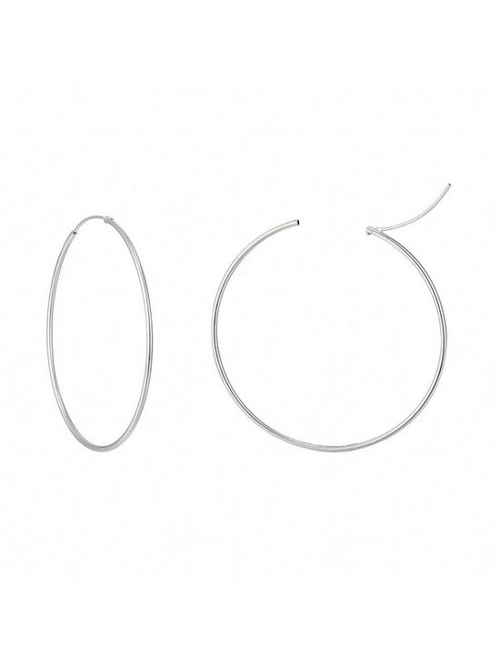 back image of the-love-silver-collection-sterling-silver-40mm-large-sleeper-slim-hoop-earrings