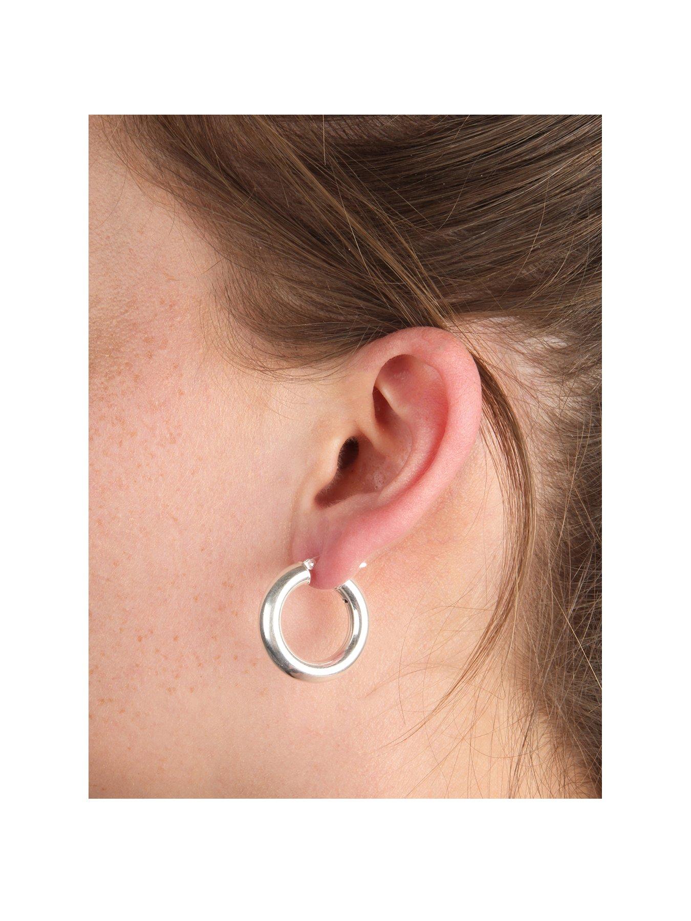 undefined Sterling Silver 25mm Round Hoops