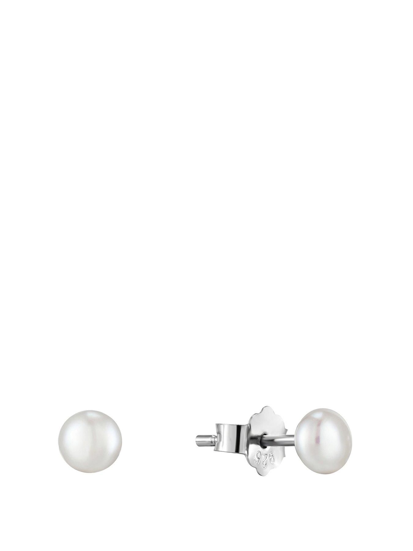  image of the-love-collection-sterling-silver-5mm-freshwater-pearl-stud-earrings
