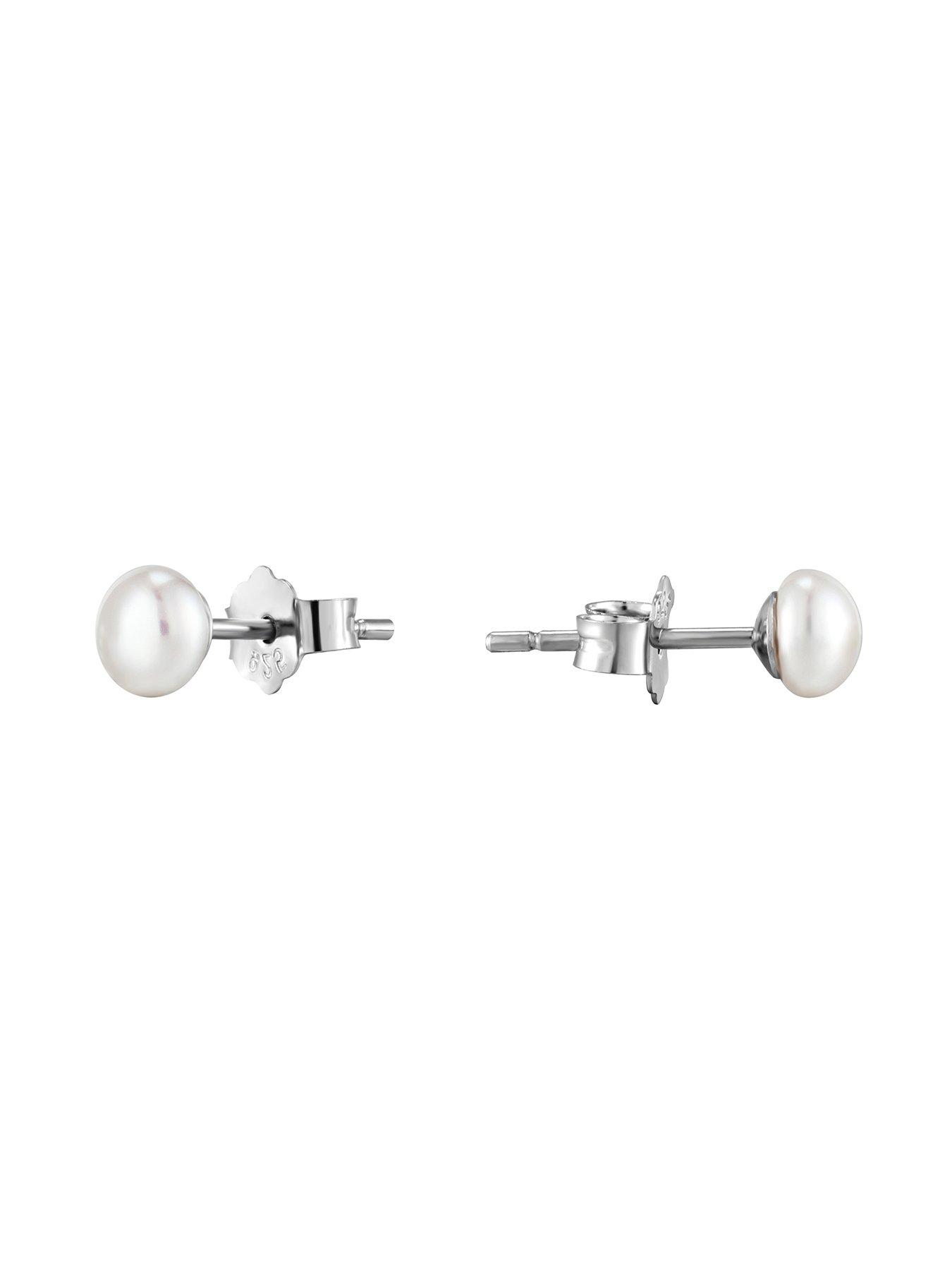  image of the-love-collection-sterling-silver-5mm-freshwater-pearl-stud-earrings