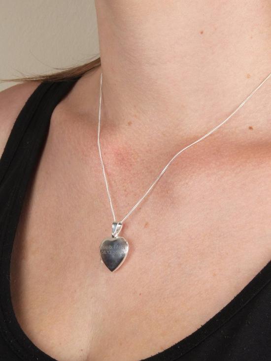 stillFront image of the-love-silver-collection-personalised-sterling-silver-heart-locket-adjustable-necklace