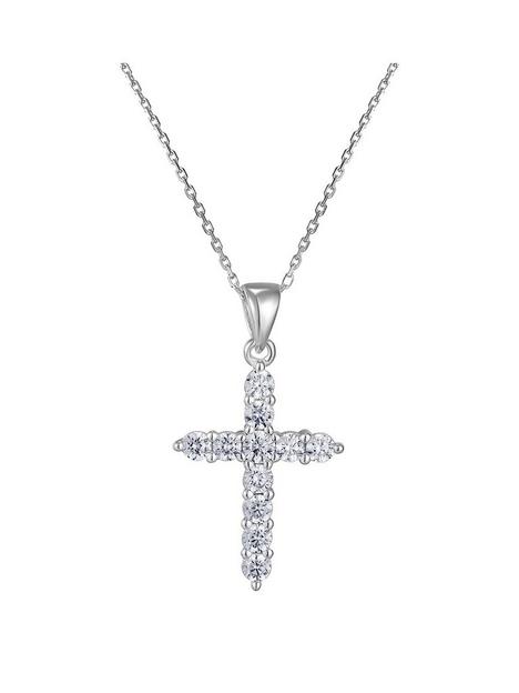 the-love-silver-collection-sterling-silver-cubic-zirconia-cross-shaped-necklace