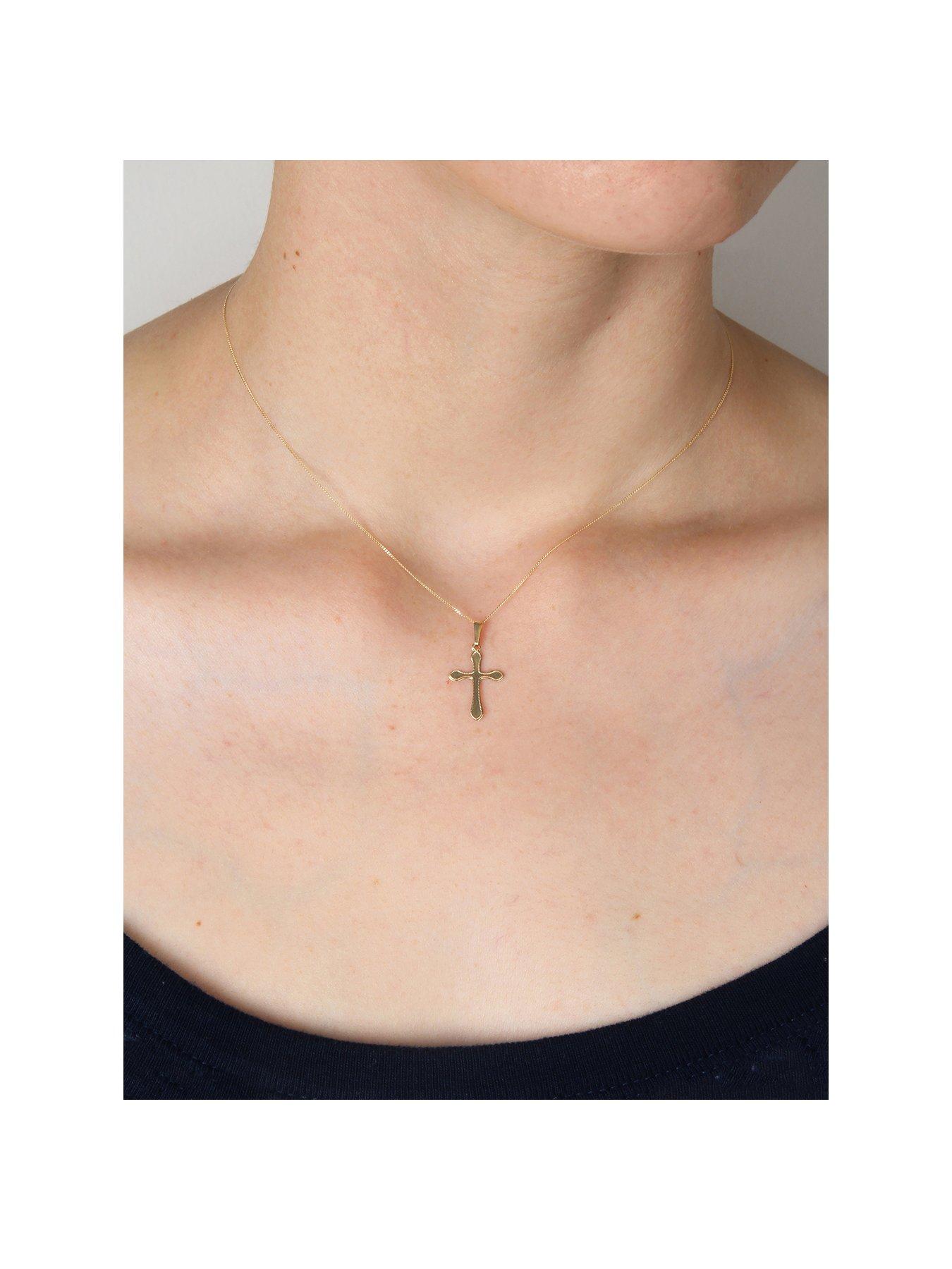love-gold-9ct-gold-cross-adjustable-necklace