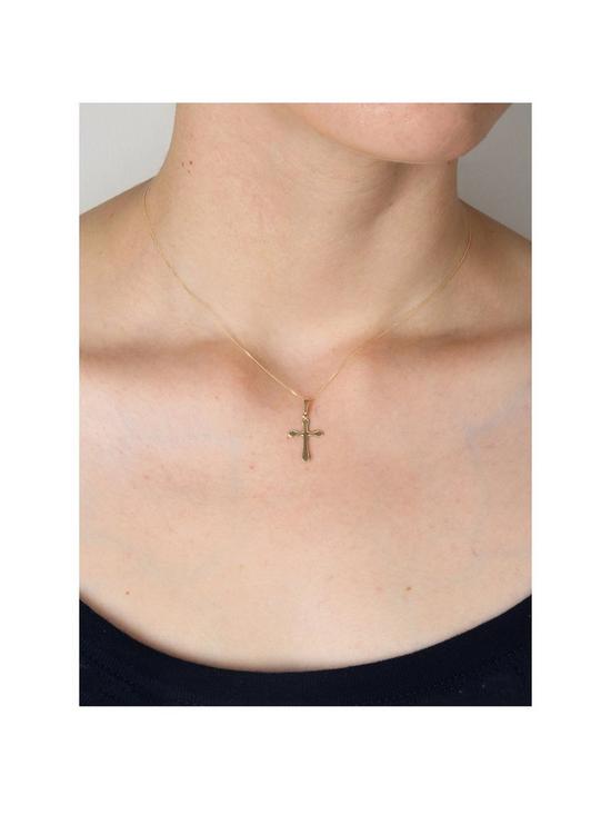 front image of love-gold-9ct-gold-cross-adjustable-necklace