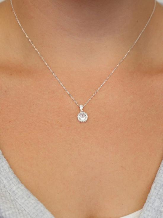 stillFront image of love-diamond-sterling-silver-gift-boxed-round-cubic-zirconia-necklace