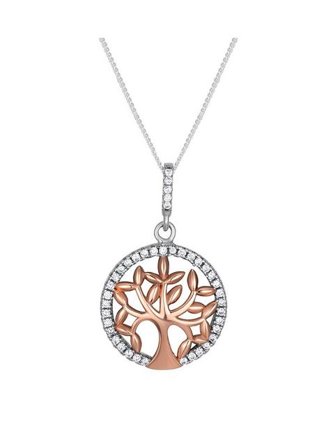 the-love-silver-collection-sterling-silver-rose-gold-plated-tree-of-life-cubic-zirconia-necklace