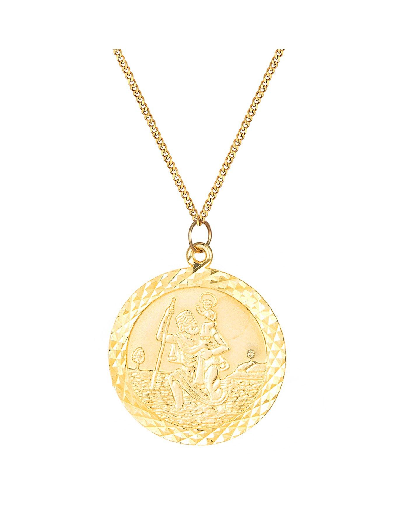 the-love-collection-9ct-yellow-gold-large-st-christopher-pendant-necklace