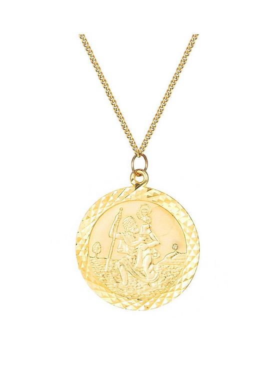 front image of love-gold-9ct-yellow-gold-large-st-christopher-pendant-necklace