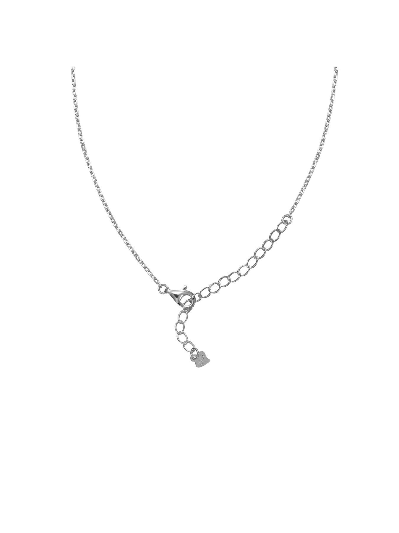  image of the-love-collection-sterling-silver-feather-cubic-zirconia-necklace