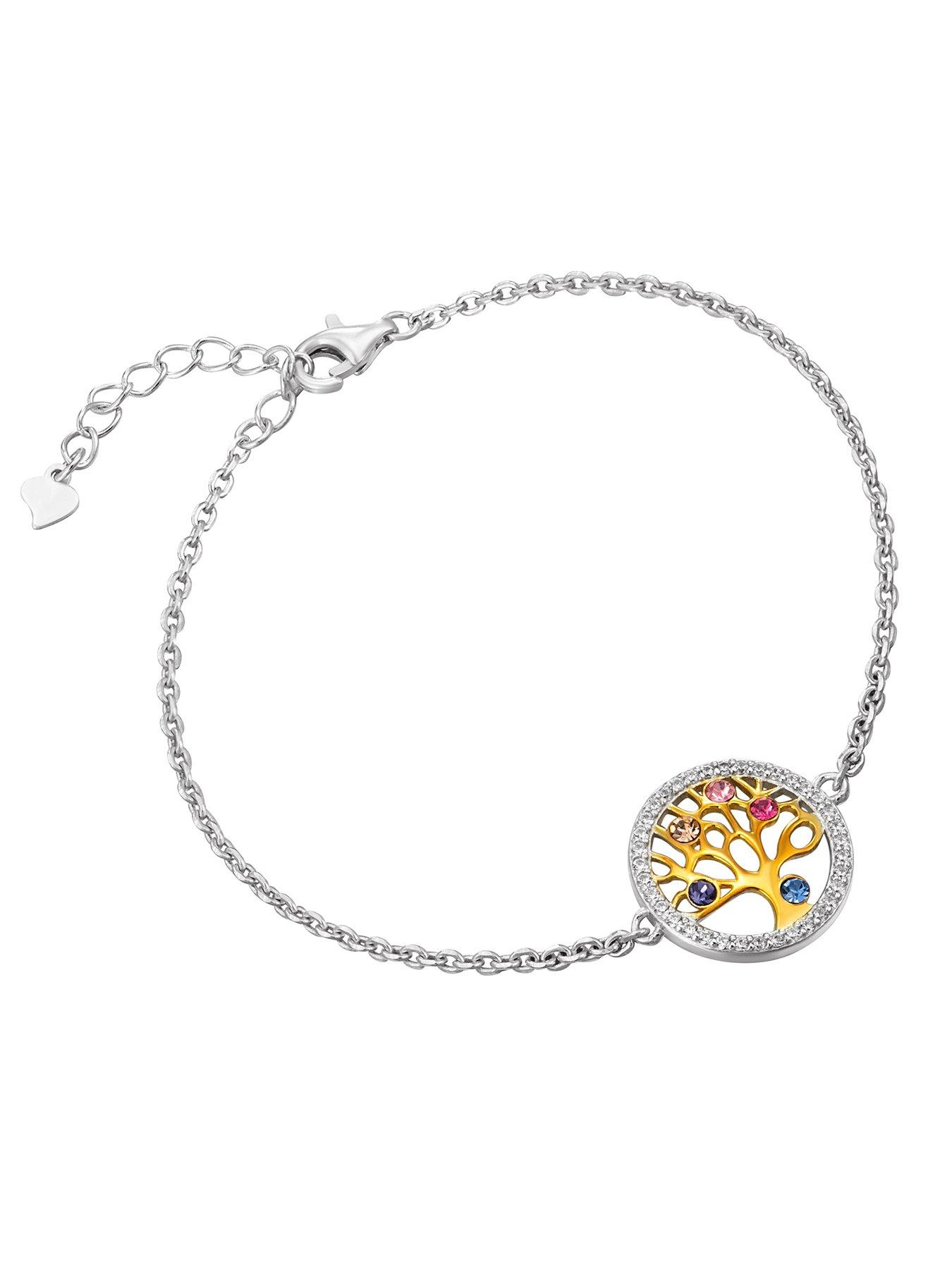 Image 3 of 4 of The Love Collection Sterling Silver &amp; Cubic Zirconia Detail Tree Of Life Adjustable Bracelet