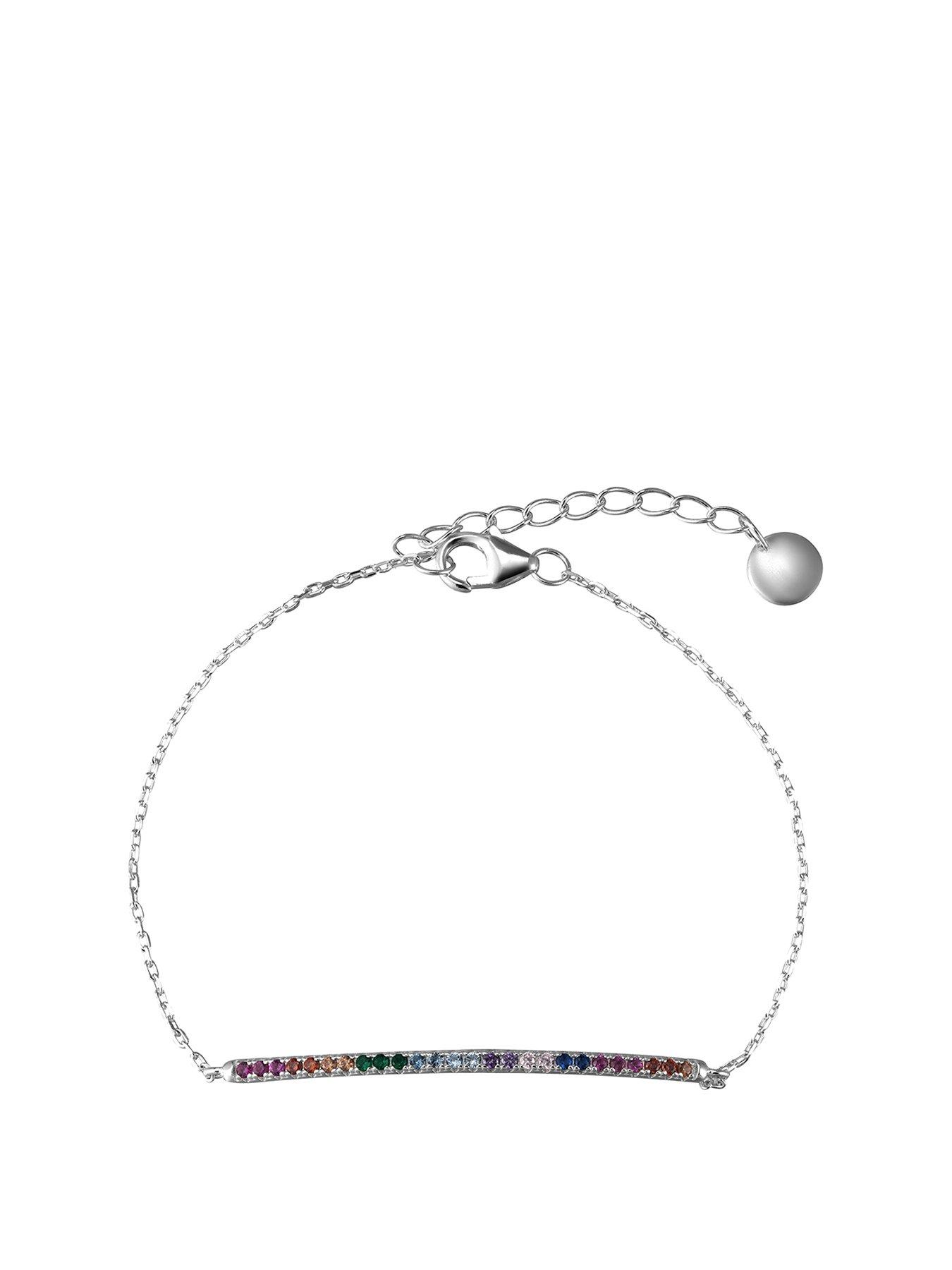 the-love-collection-sterling-silver-multi-coloured-rainbow-cubic-zirconia-adjustable-bracelet