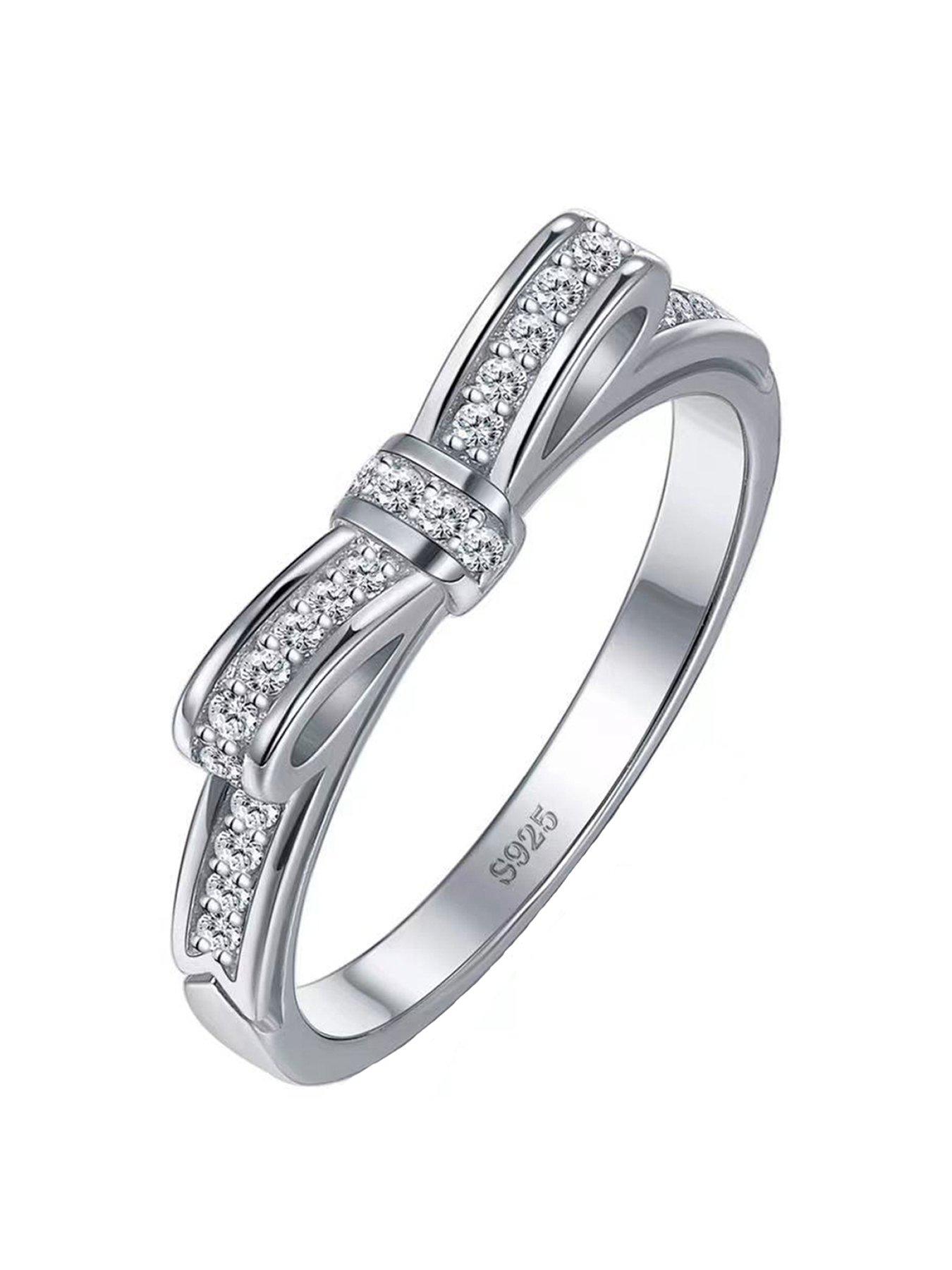 undefined Sterling Silver & Cubic Zirconia Bow Design Ring