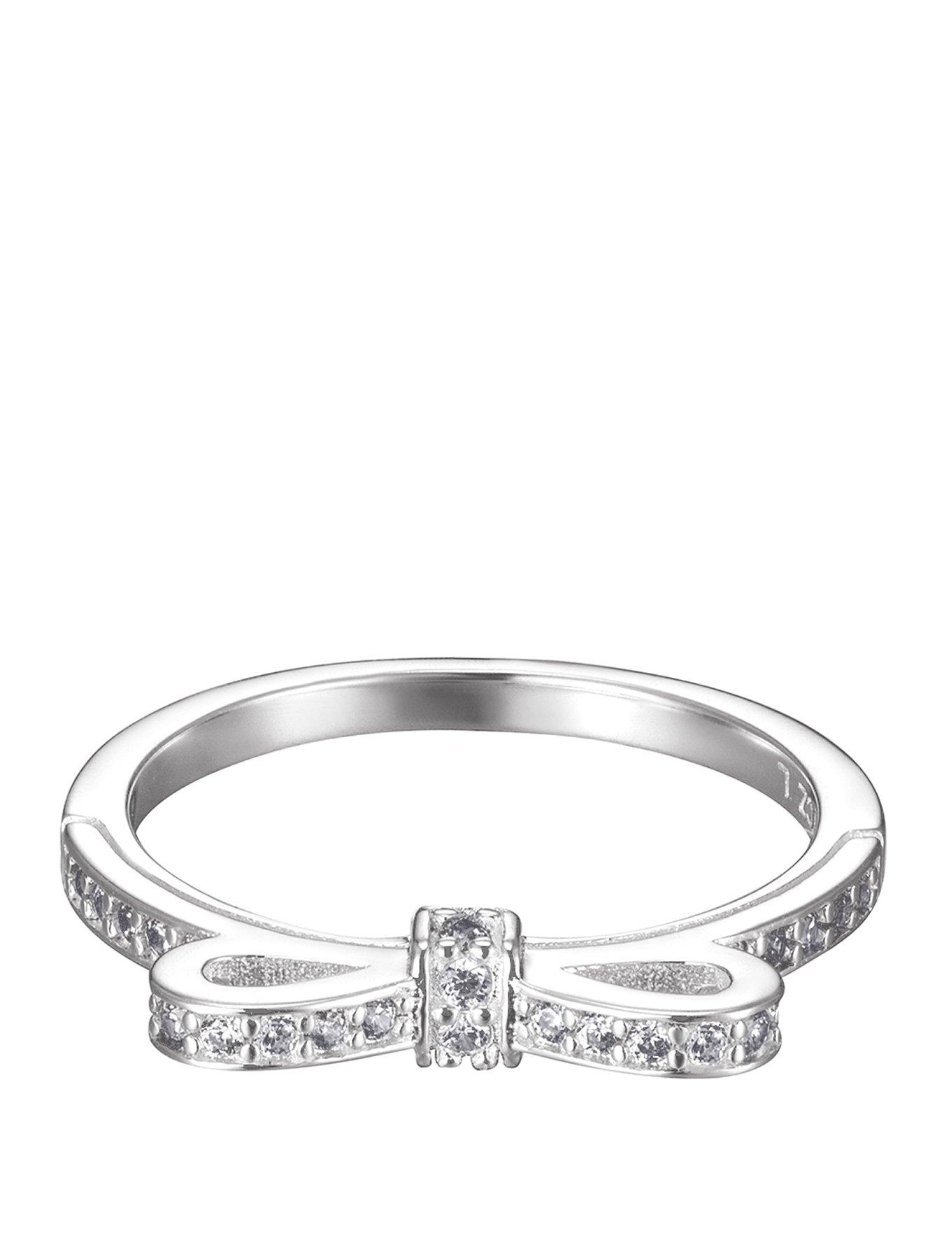 Image 1 of 7 of The Love Collection Sterling Silver & Cubic Zirconia Bow Design Ring