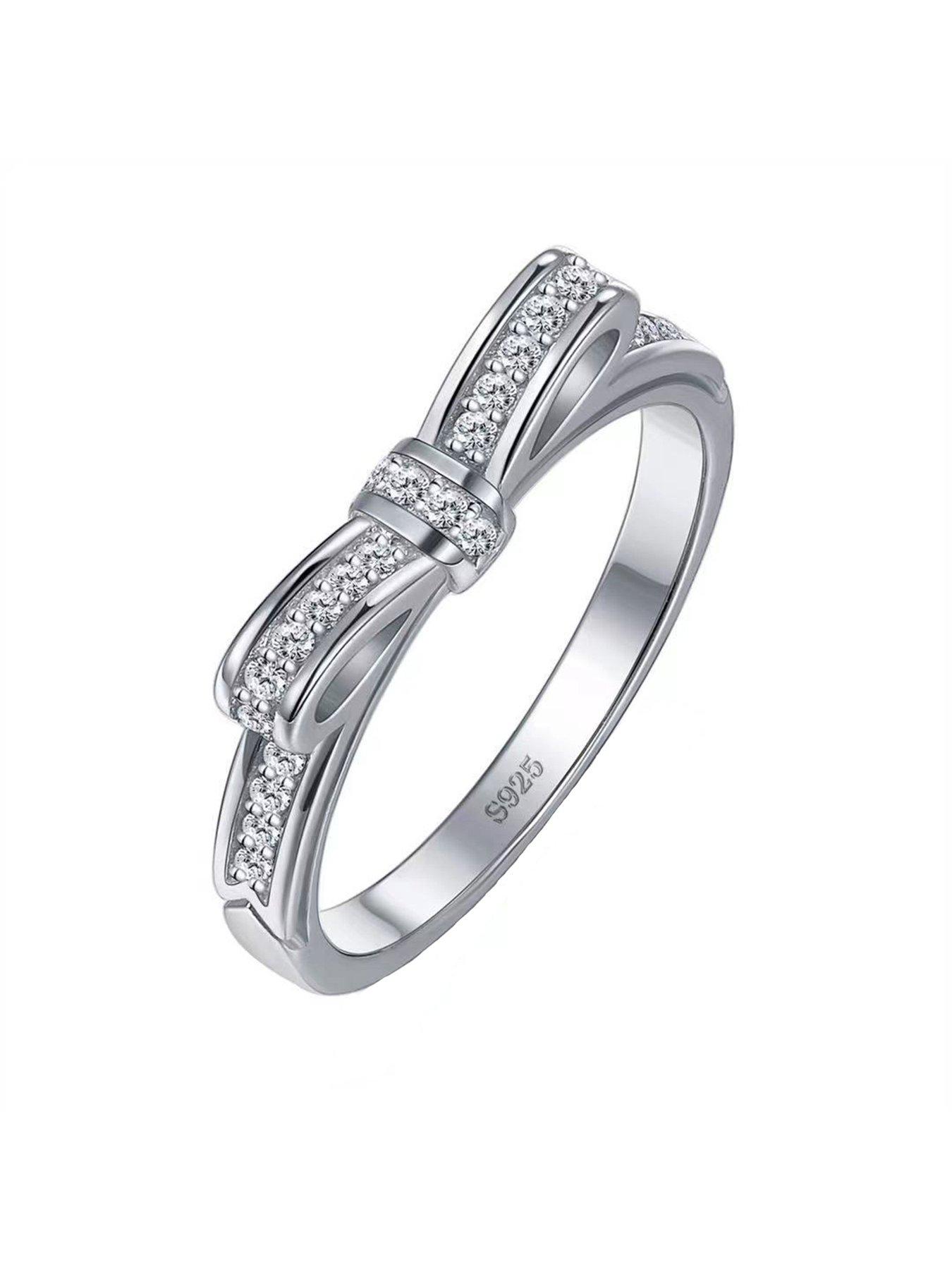 Image 3 of 7 of The Love Collection Sterling Silver & Cubic Zirconia Bow Design Ring
