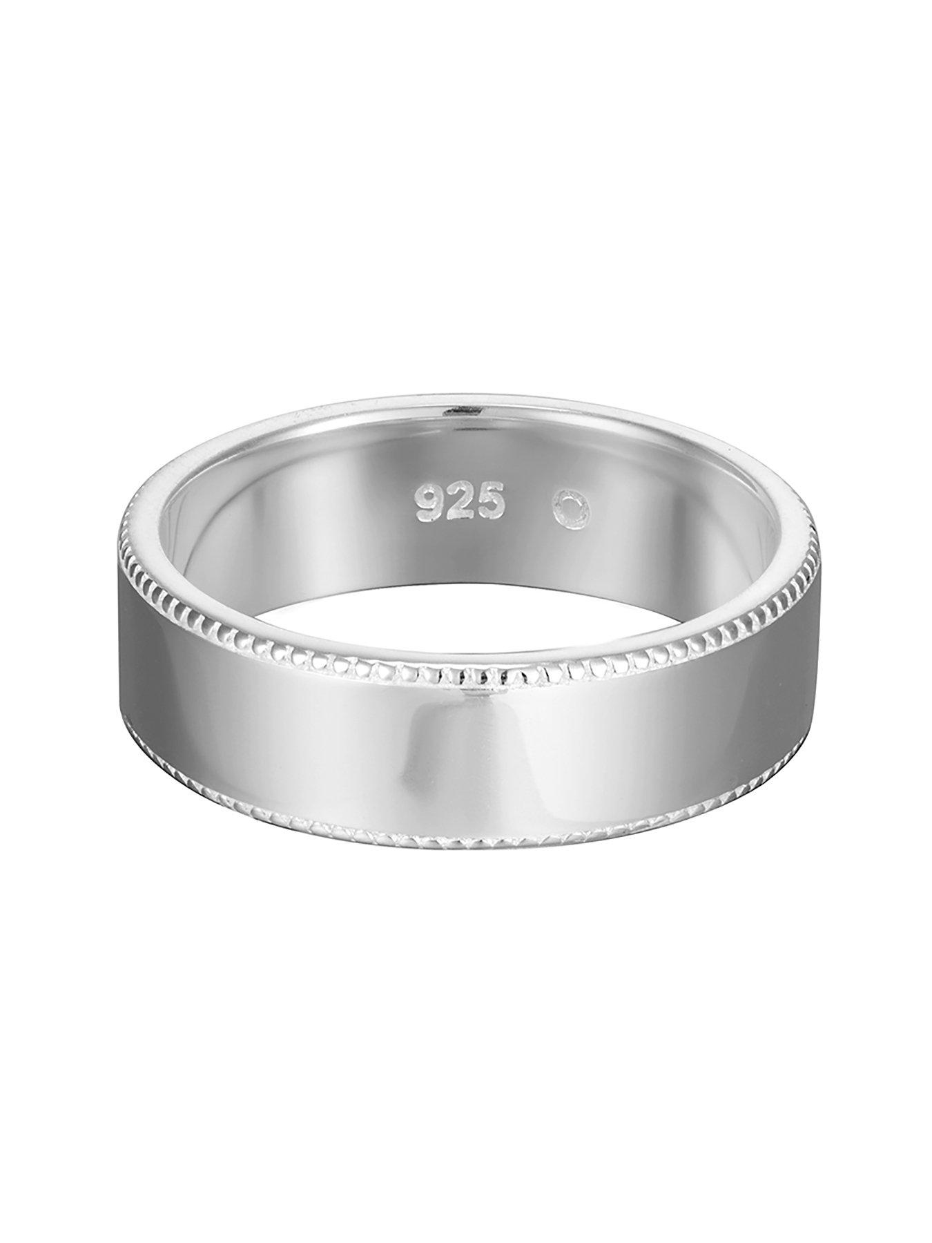 Image 2 of 6 of The Love Collection Sterling Silver Milgrain Edge 6mm Court Wedding Band Ring