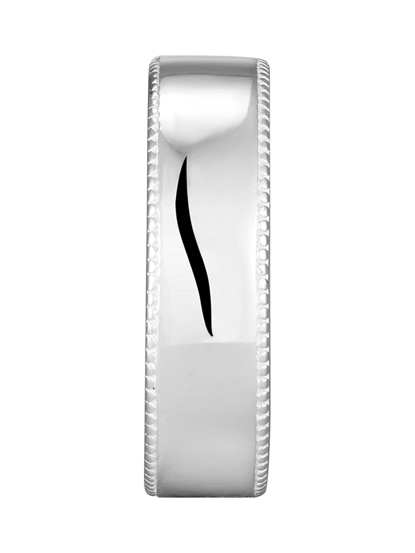 Image 3 of 6 of The Love Collection Sterling Silver Milgrain Edge 6mm Court Wedding Band Ring