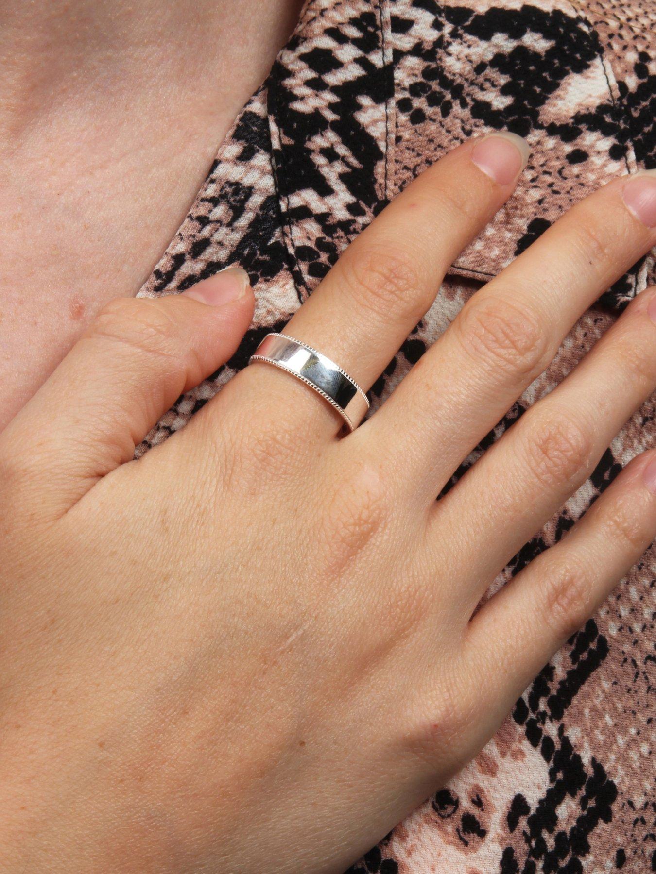 Image 5 of 6 of The Love Collection Sterling Silver Milgrain Edge 6mm Court Wedding Band Ring