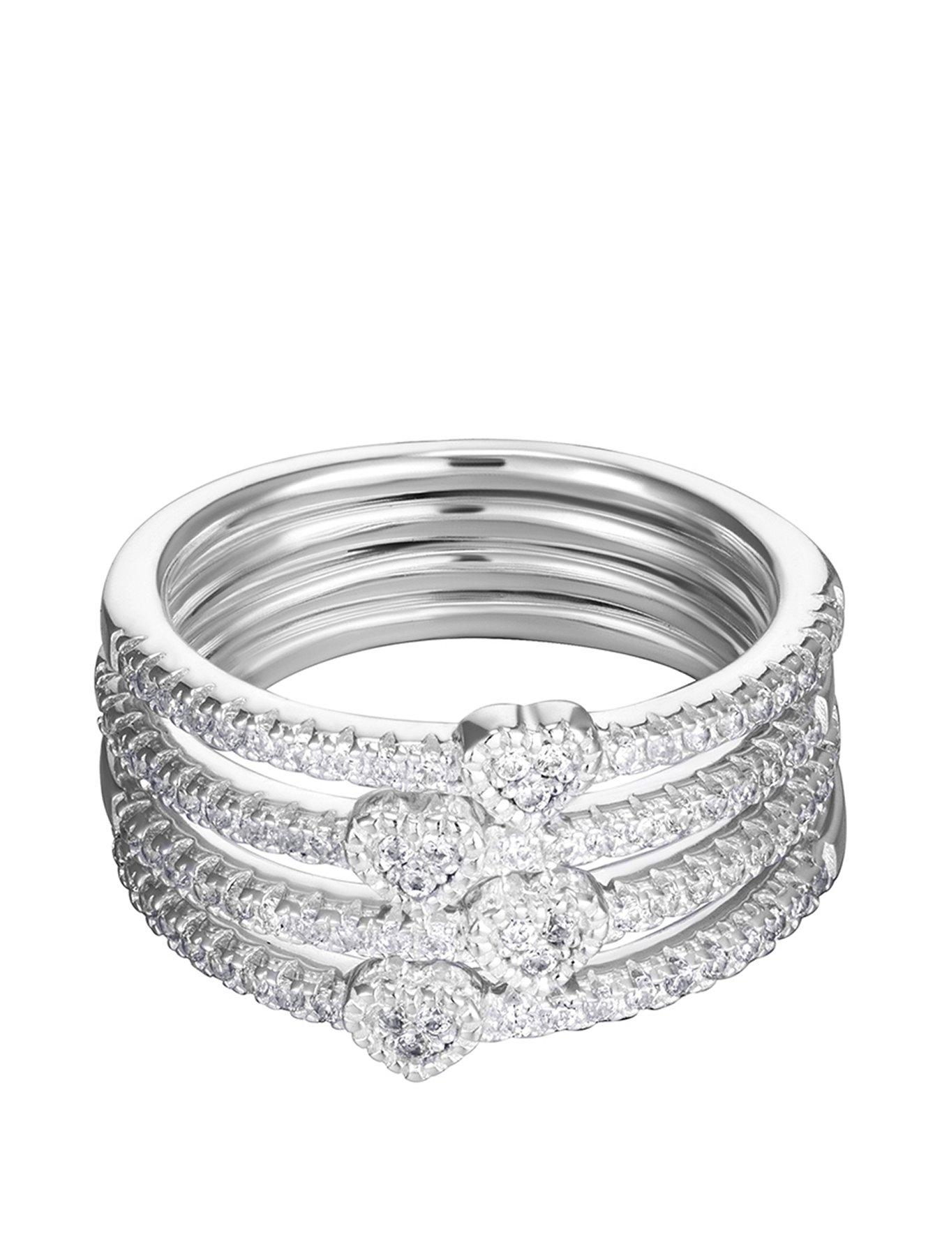 the-love-collection-sterling-silver-cubic-zirconia-heart-double-band-ring