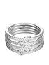  image of the-love-silver-collection-sterling-silver-cubic-zirconia-heart-double-band-ring