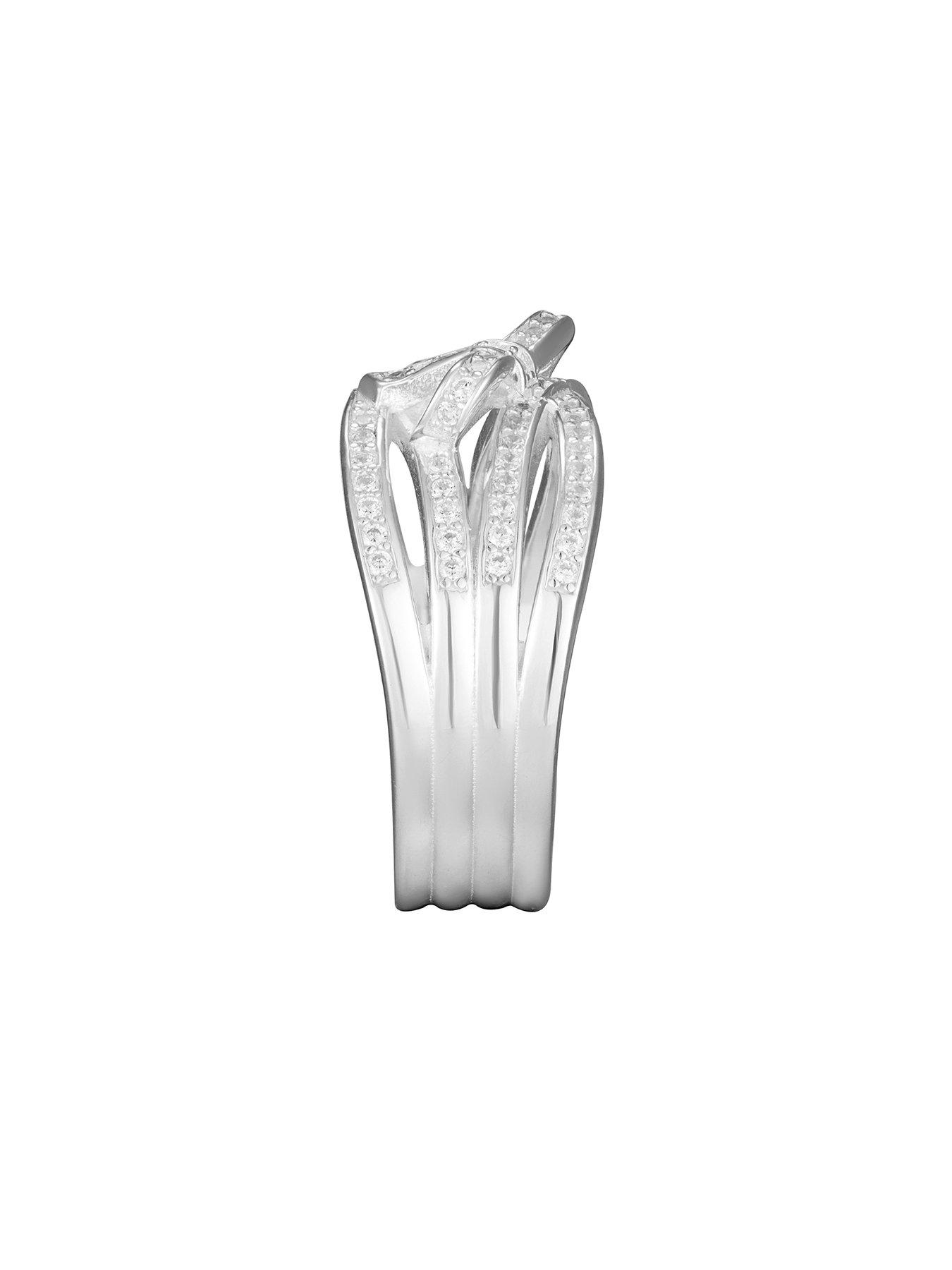 Image 5 of 7 of The Love Collection Sterling Silver Multi Row Cubic Zirconia Bow Ring