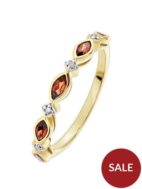 love-gem-9ct-yellow-gold-garnet-and-diamond-half-eternity-ring