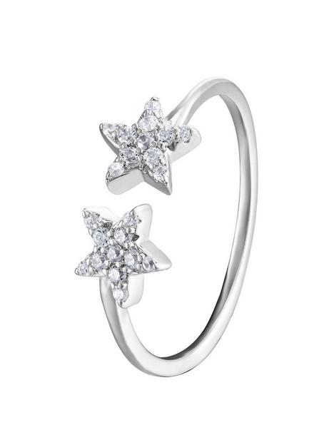 the-love-silver-collection-sterling-silver-double-star-cubic-zirconia-ring