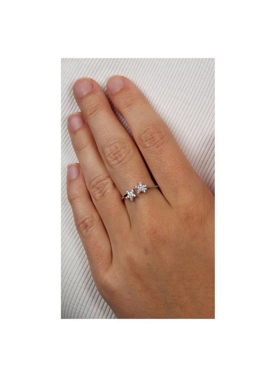 stillFront image of the-love-silver-collection-sterling-silver-double-star-cubic-zirconia-ring