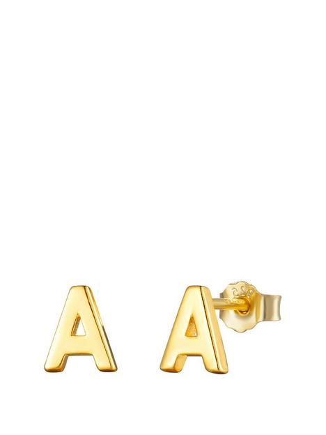 the-love-silver-collection-18ct-alphabet-initial-stud-earrings