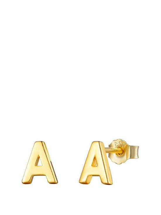front image of the-love-silver-collection-18ct-alphabet-initial-stud-earrings