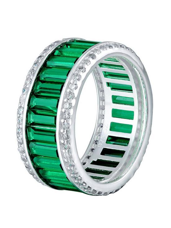 front image of the-love-silver-collection-sterling-silver-green-baguette-cubic-zirconia-dress-ring