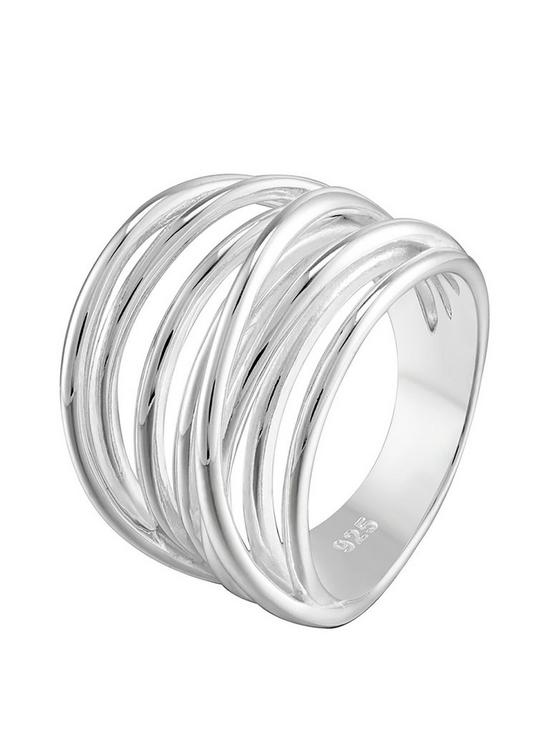 front image of the-love-silver-collection-sterling-silver-twist-cross-over-ring