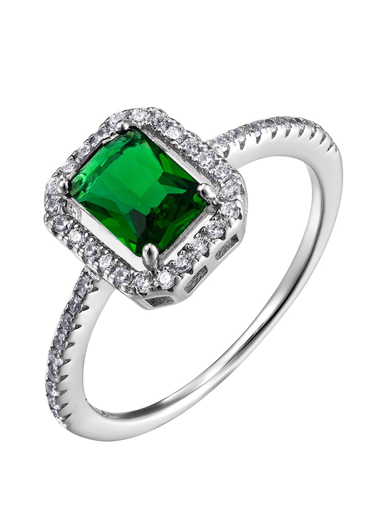 the-love-collection-sterling-silver-and-emerald-cubic-zirconia-ring