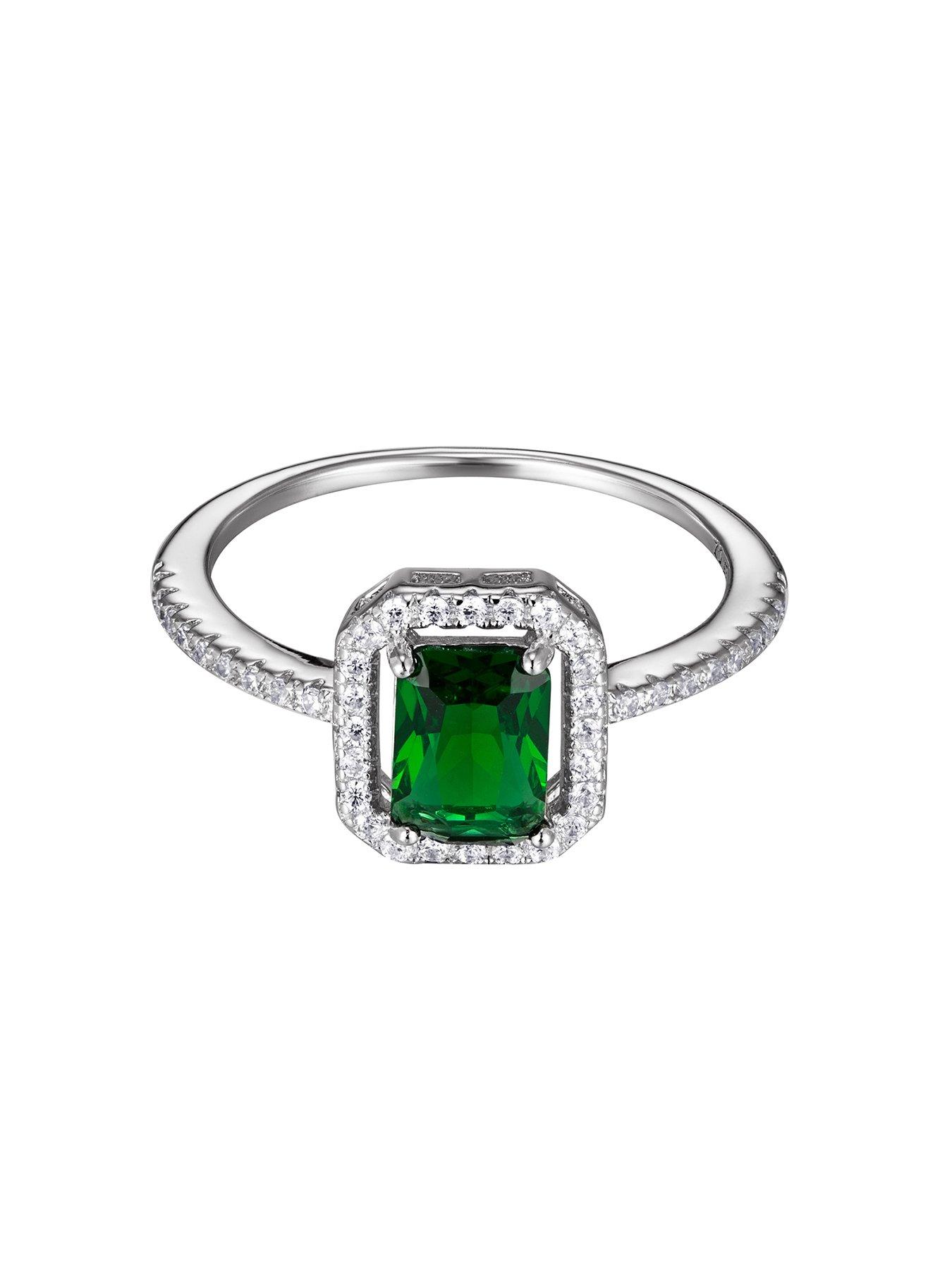 Image 2 of 6 of The Love Collection Sterling Silver and Emerald Cubic Zirconia Ring