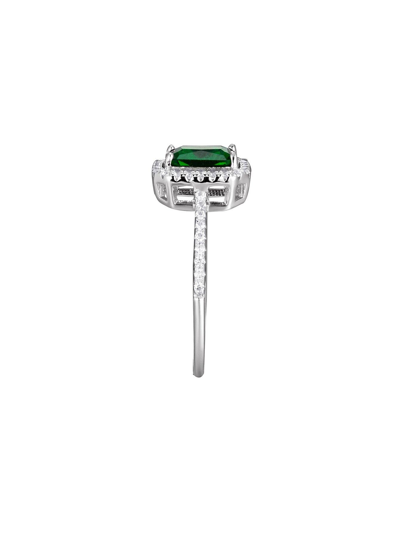 Image 3 of 6 of The Love Collection Sterling Silver and Emerald Cubic Zirconia Ring